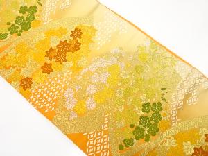 地紙に紅葉・梅・菊模様織り出し 袋帯